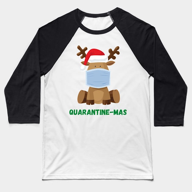 Quarantine-Mas Reindeer Christmas in Quarantine Reindeer Wearing a Mask During Quarantine Social Distancing Baseball T-Shirt by nathalieaynie